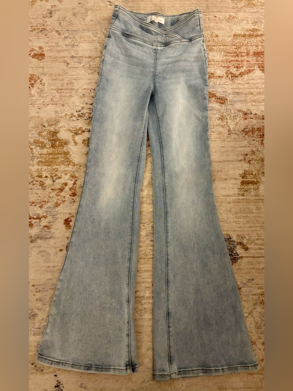 Risen Flare Jeans with Crossover Waist Band